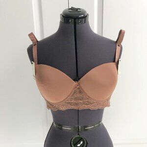 Spree Intimates Lacy Underwire Multiway Bra, Brown, NWT Size 38D (measures 30")